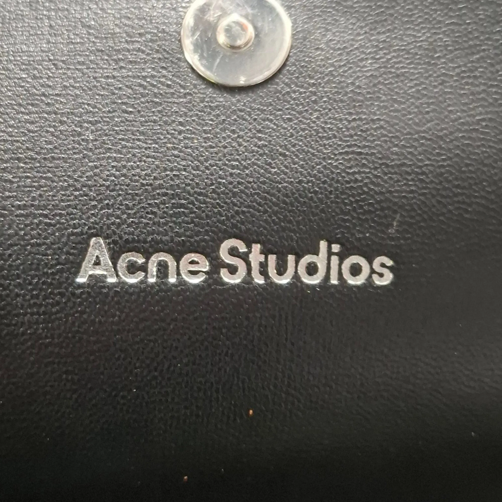 Acne Studios Akki Face Flap Crossbody Bag in Black Patent Leather