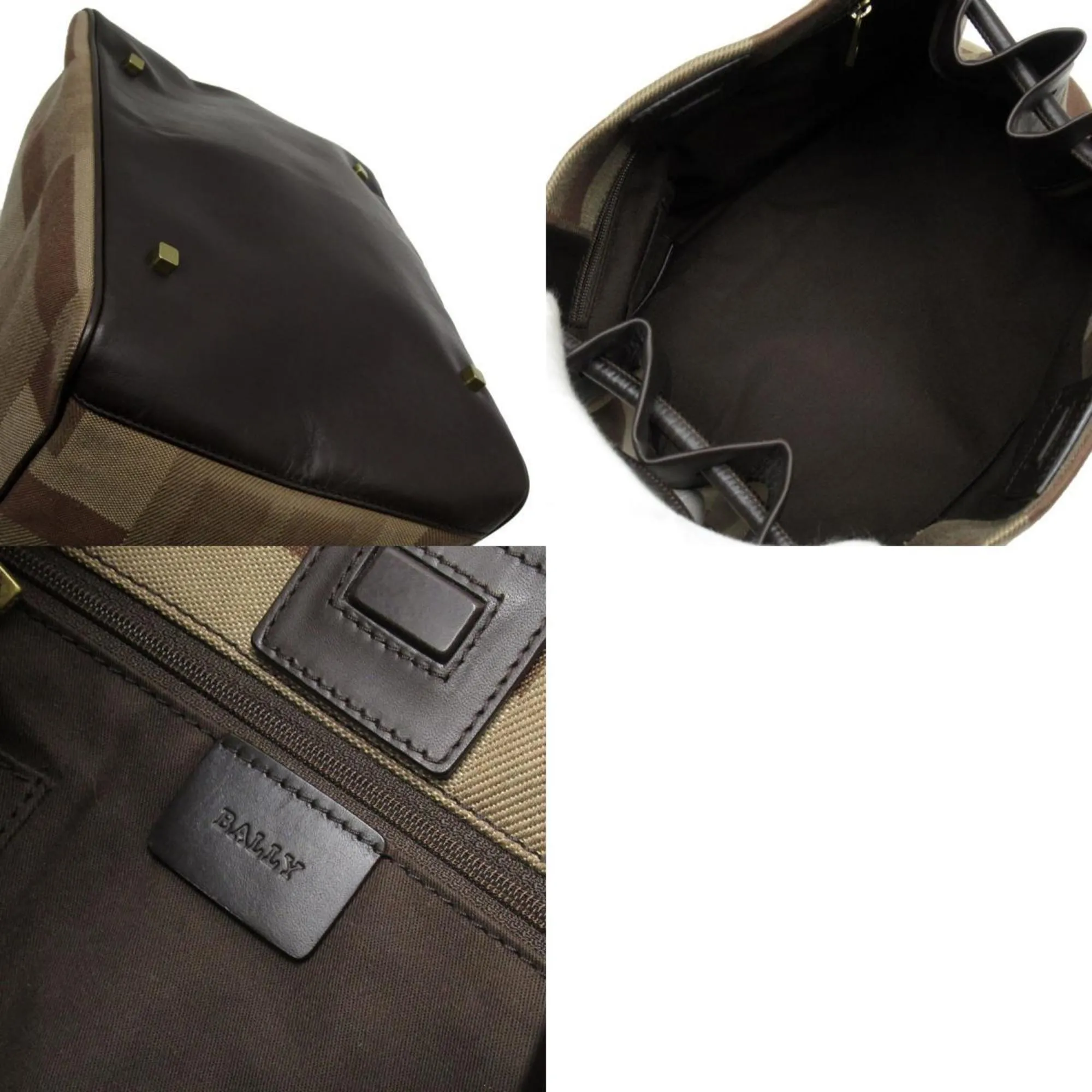 Bally  Canvas Leather Shoulder Bag (Pre-Owned)