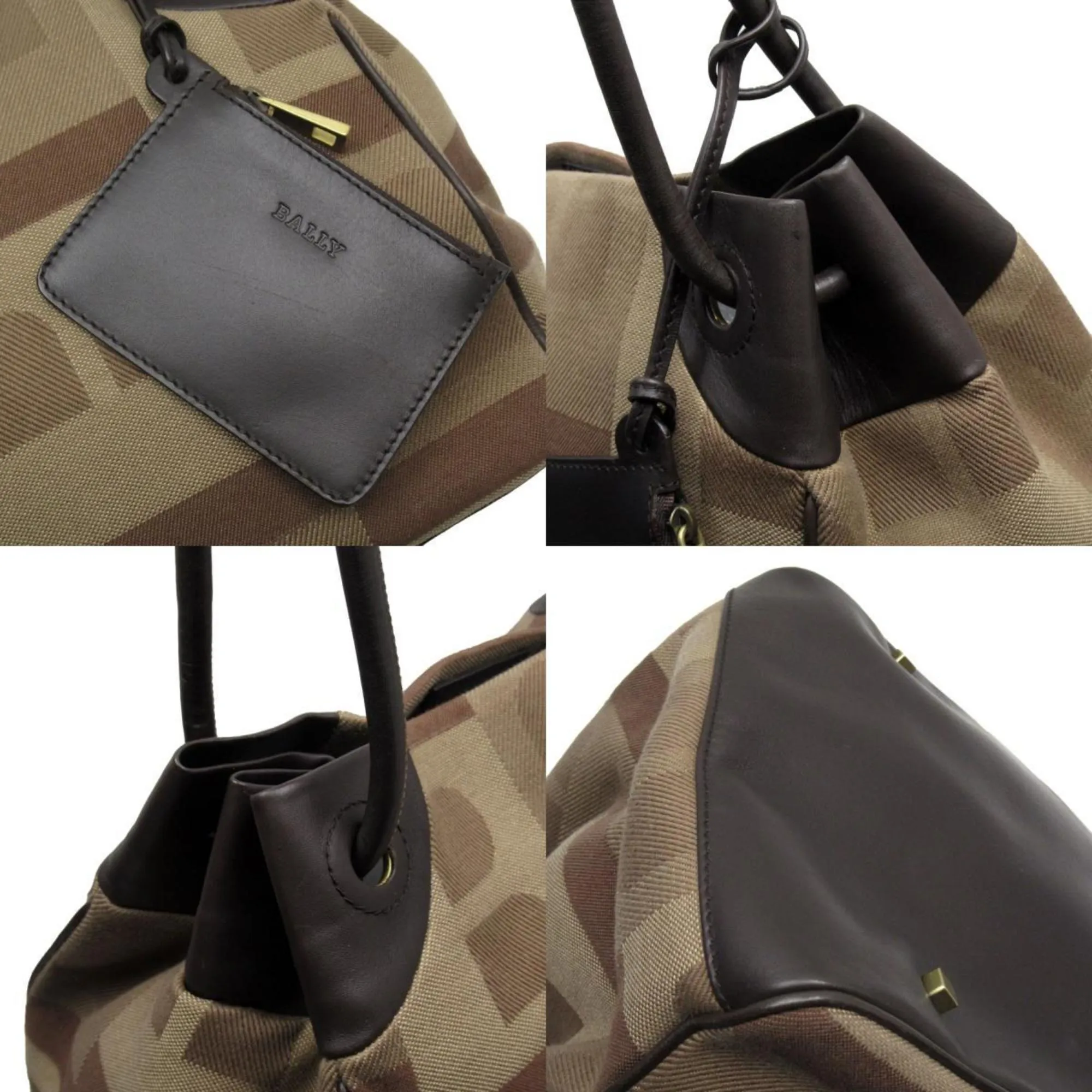 Bally  Canvas Leather Shoulder Bag (Pre-Owned)
