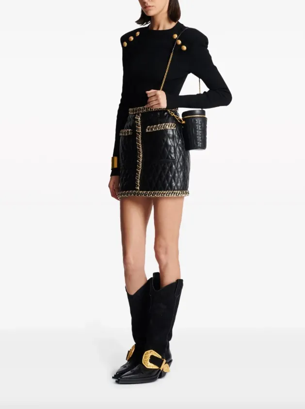 Balmain 1945 quilted leather minaudi??re bag