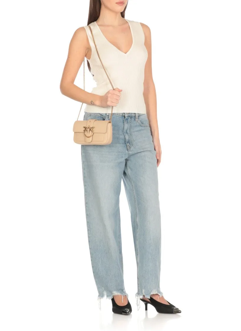 Beige Leather Shoulder Bag