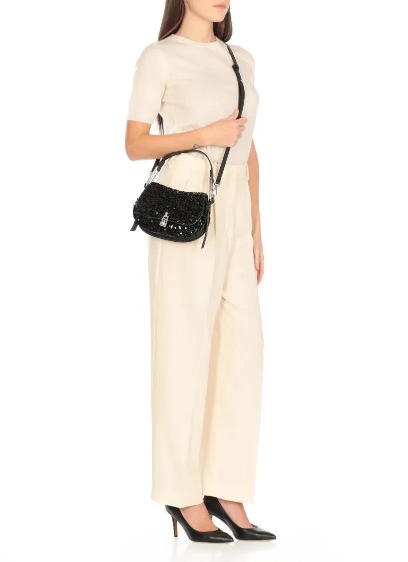 Black Leather "Magie"  Shoulder Bag