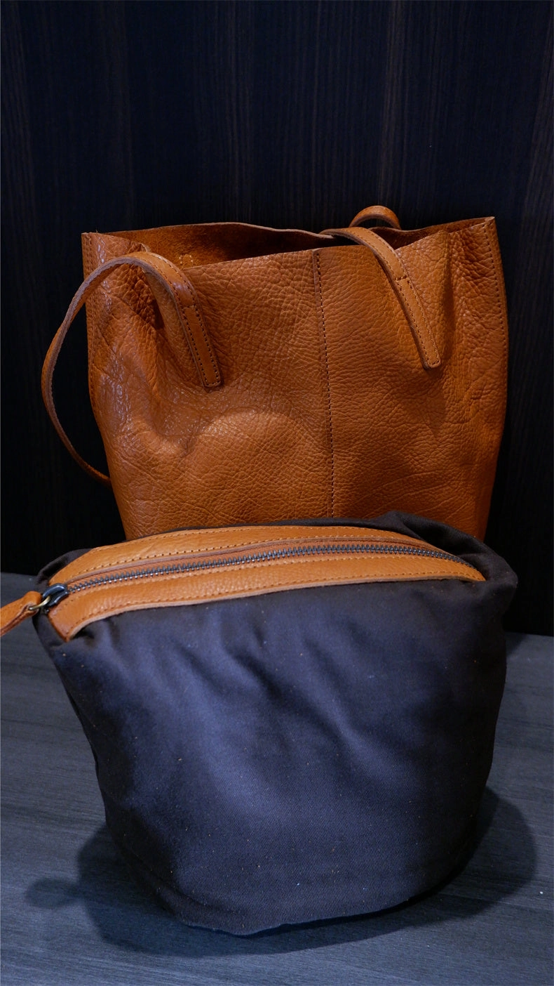 Black Womens Leather Bucket Tote Purse Womens Barrel Tote Shoulder Bag for Ladies