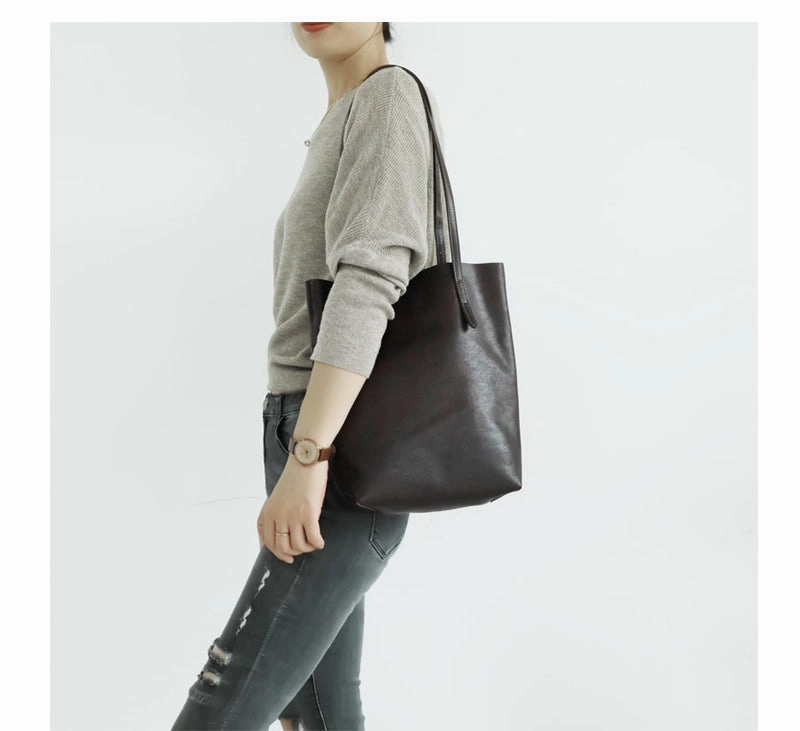 Black Womens Leather Small Tote Purse Womens Tote Shoulder Bag for Ladies
