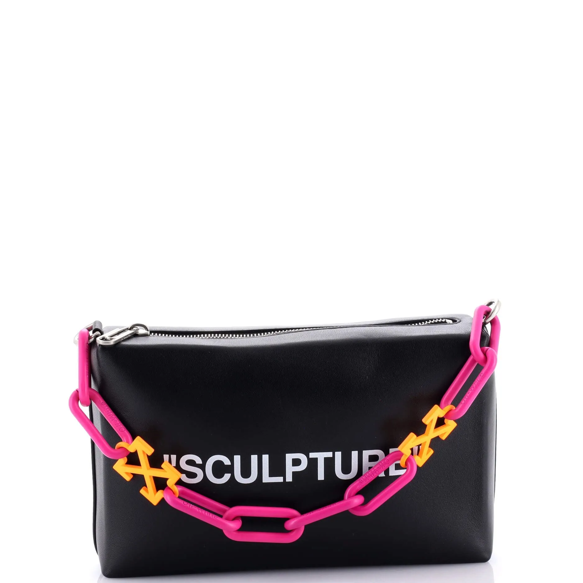 Block Pouch Shoulder Bag Printed Leather