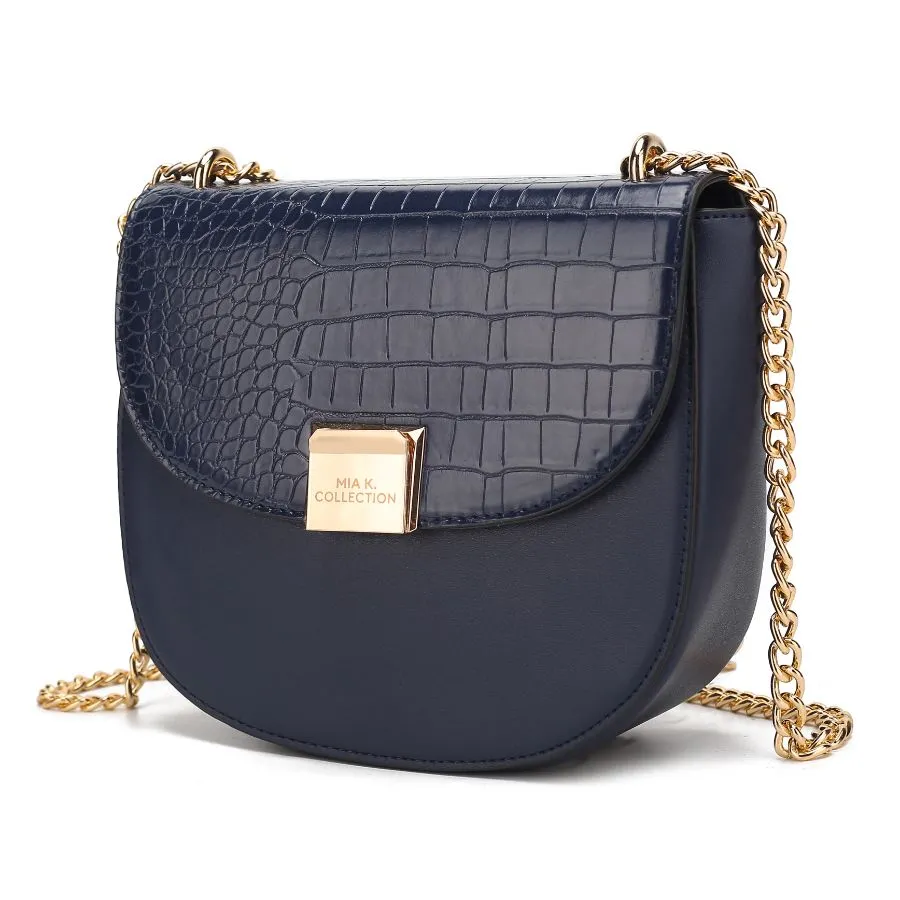 Brooklyn Crocodile Embossed Vegan Leather Womens Shoulder Bag