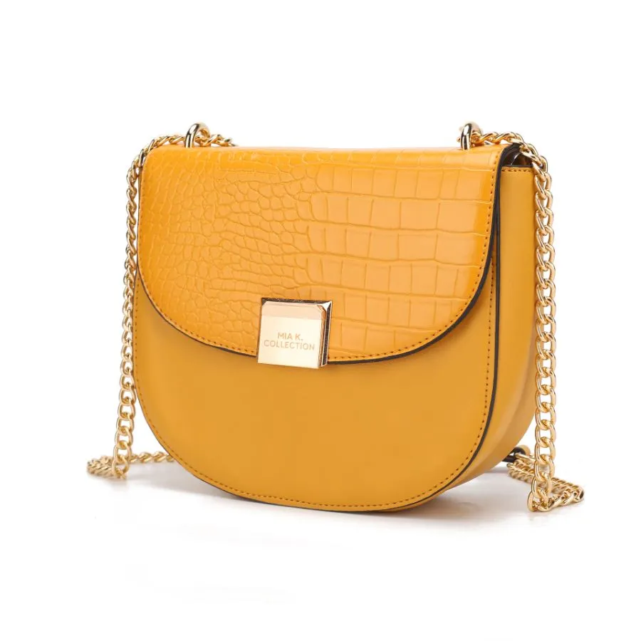 Brooklyn Crocodile Embossed Vegan Leather Womens Shoulder Bag