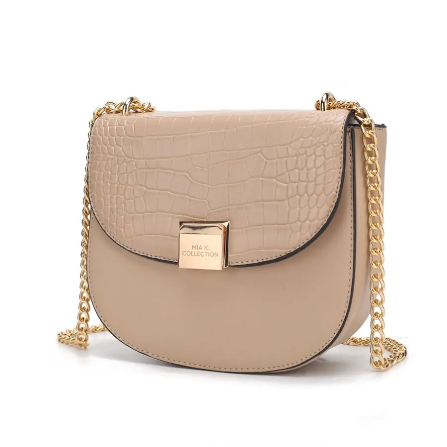 Brooklyn Crocodile Embossed Vegan Leather Womens Shoulder Bag