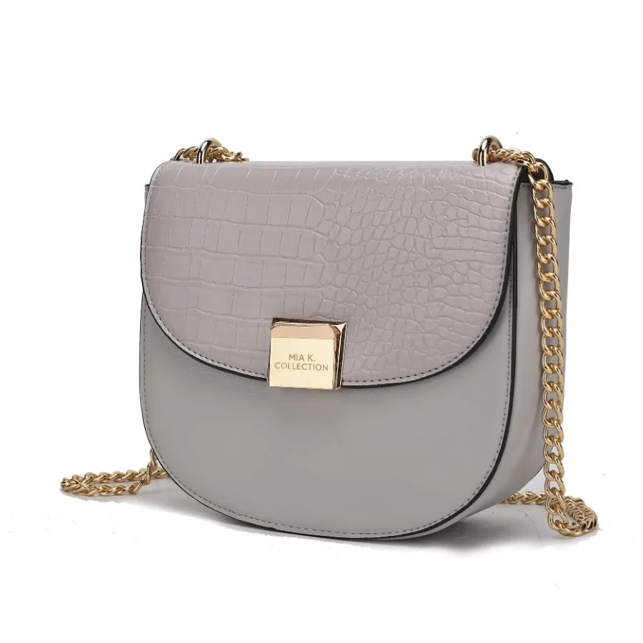 Brooklyn Crocodile Embossed Vegan Leather Womens Shoulder Bag