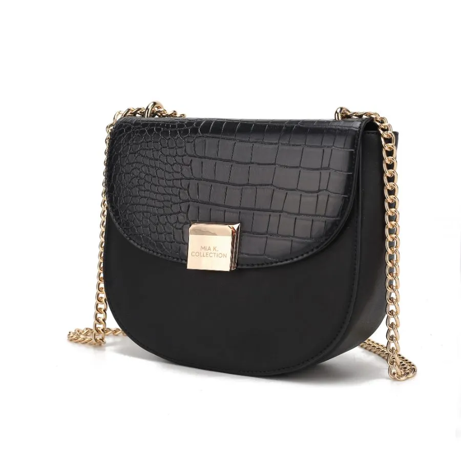 Brooklyn Crocodile Embossed Vegan Leather Womens Shoulder Bag
