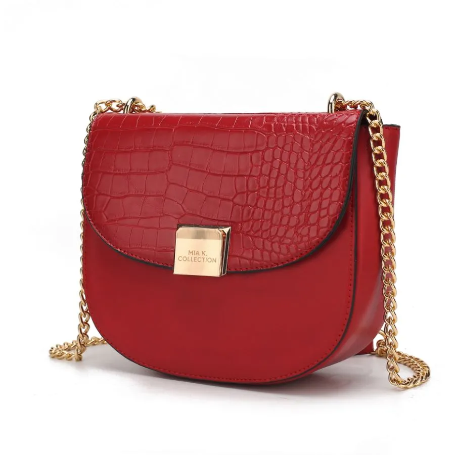 Brooklyn Crocodile Embossed Vegan Leather Womens Shoulder Bag