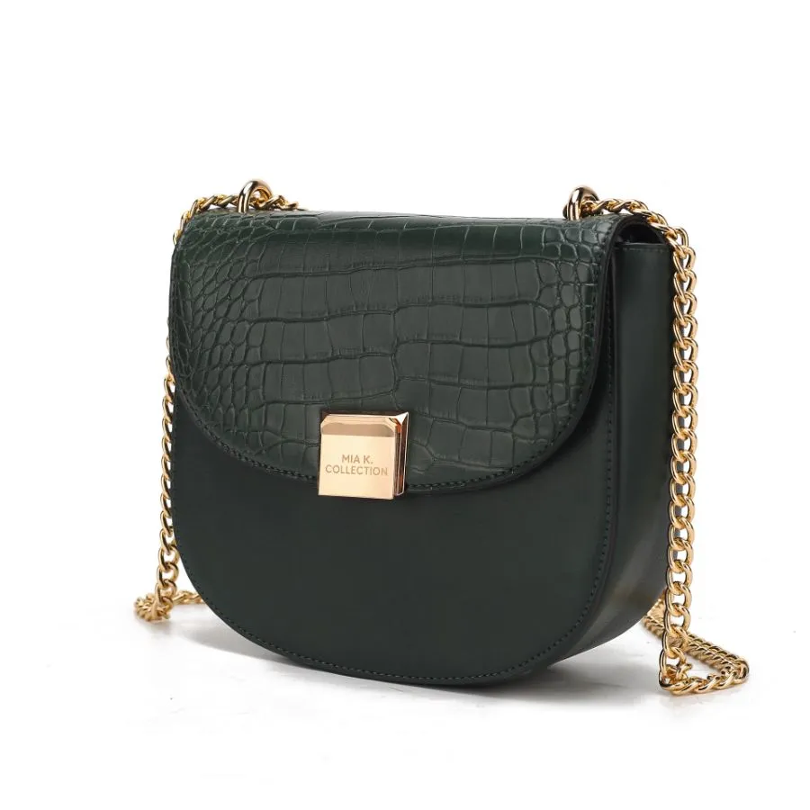 Brooklyn Crocodile Embossed Vegan Leather Womens Shoulder Bag