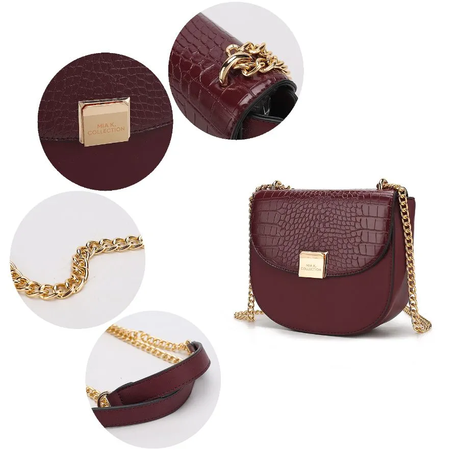 Brooklyn Crocodile Embossed Vegan Leather Womens Shoulder Bag