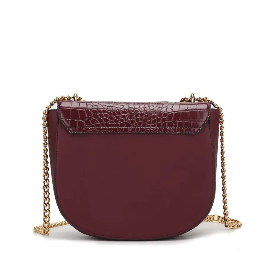 Brooklyn Crocodile Embossed Vegan Leather Womens Shoulder Bag