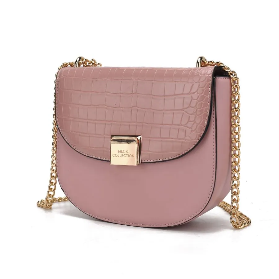 Brooklyn Crocodile Embossed Vegan Leather Womens Shoulder Bag