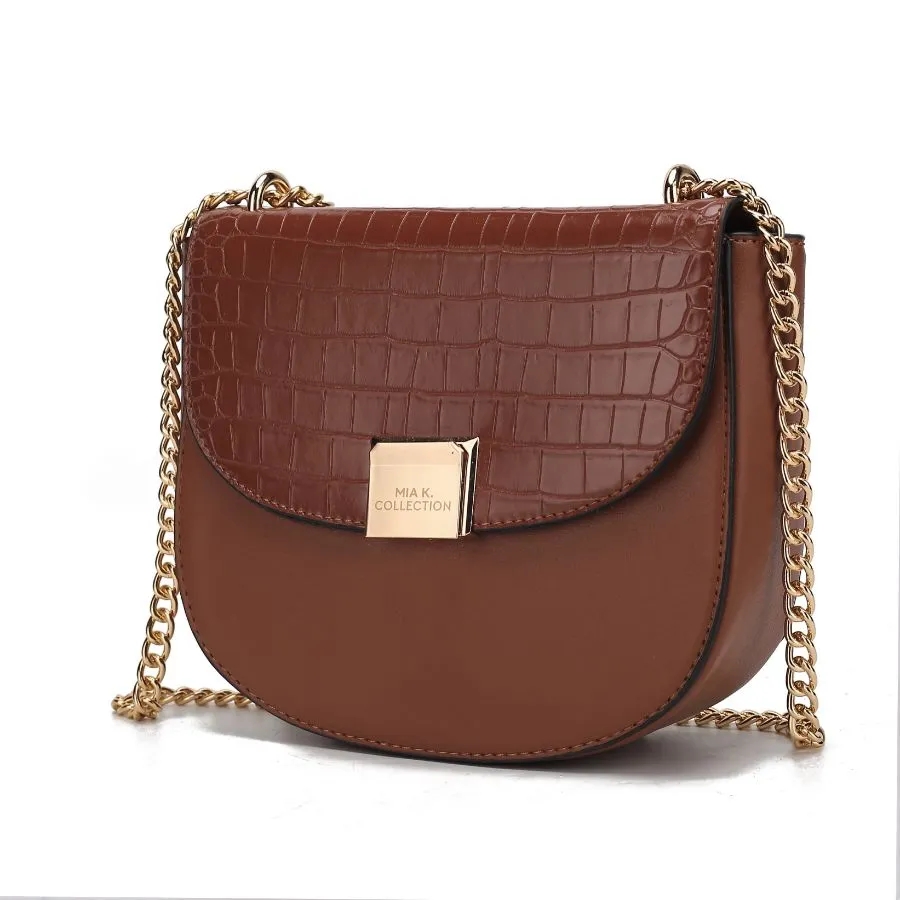 Brooklyn Crocodile Embossed Vegan Leather Womens Shoulder Bag