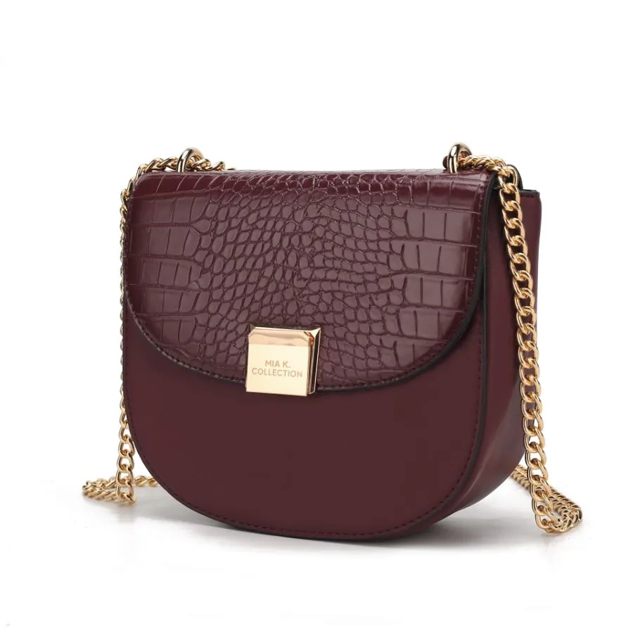 Brooklyn Crocodile Embossed Vegan Leather Womens Shoulder Bag