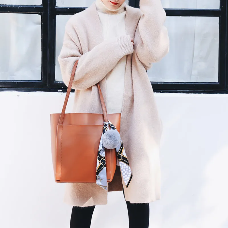 Brown Black Leather Womens Stylish Tote Bag Shoulder Bag For Women