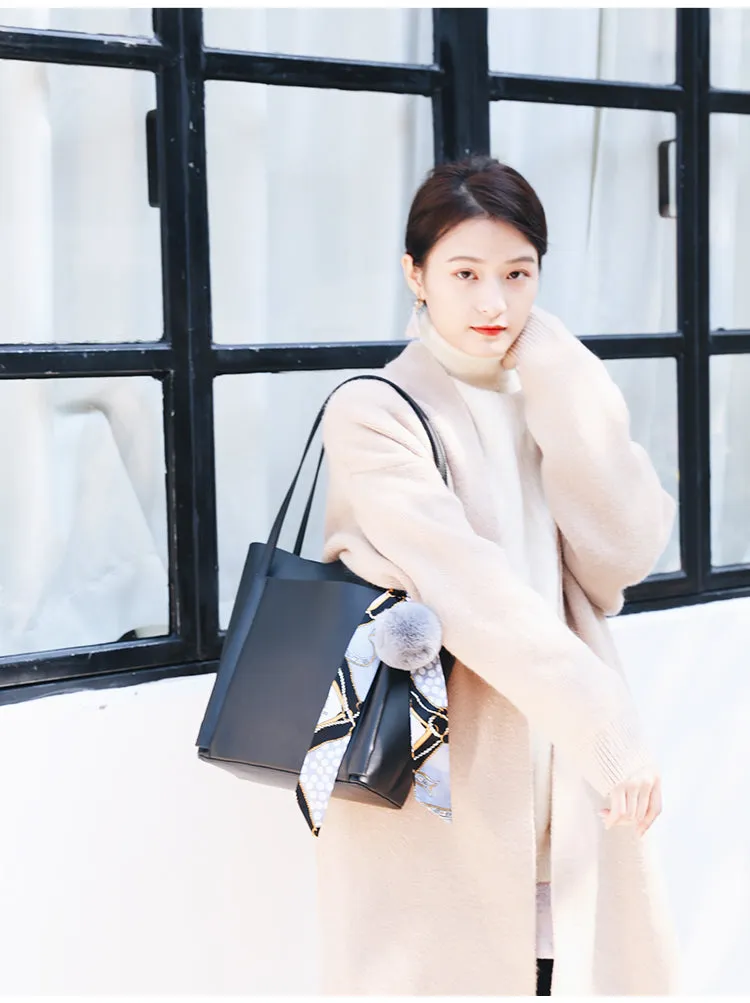 Brown Black Leather Womens Stylish Tote Bag Shoulder Bag For Women