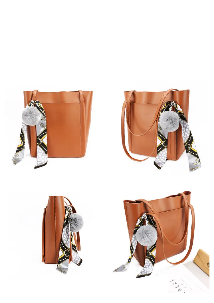 Brown Black Leather Womens Stylish Tote Bag Shoulder Bag For Women