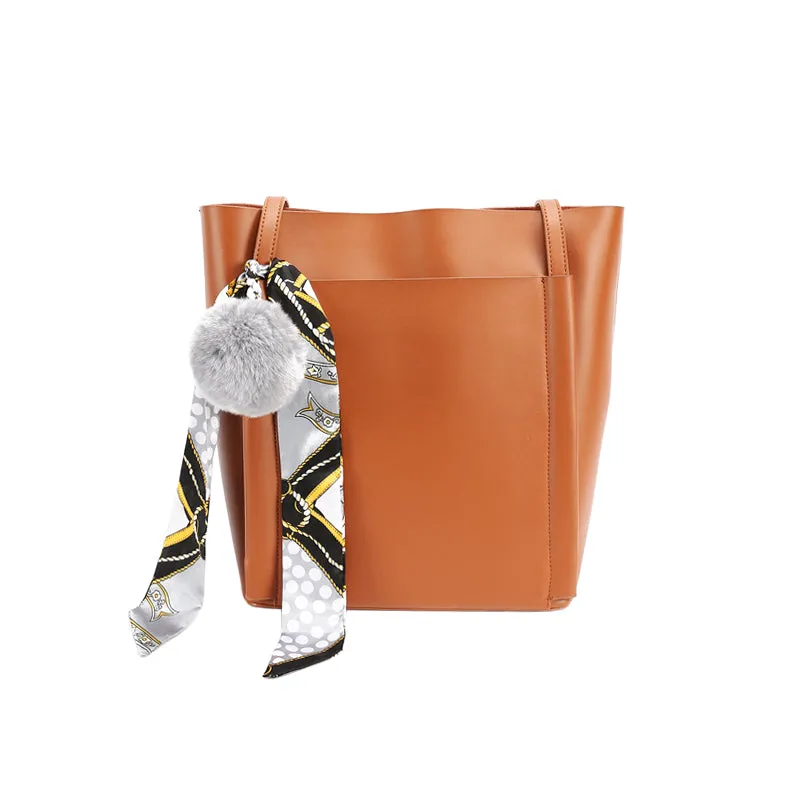Brown Black Leather Womens Stylish Tote Bag Shoulder Bag For Women