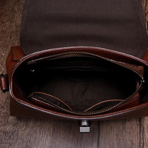 Brown Geometric Vintage Womens Handbag Leather Black Shoulder Handbag Purse