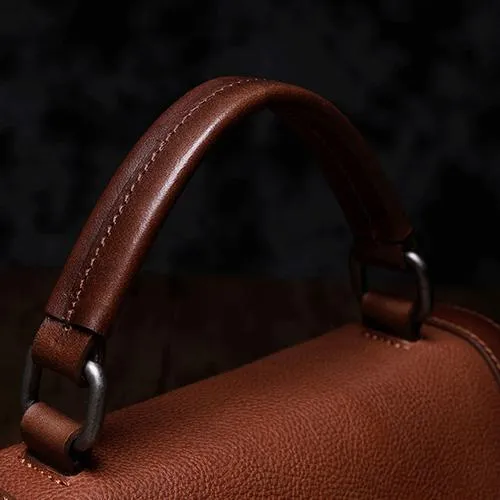 Brown Geometric Vintage Womens Handbag Leather Black Shoulder Handbag Purse