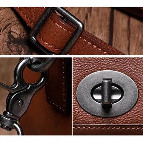 Brown Geometric Vintage Womens Handbag Leather Black Shoulder Handbag Purse