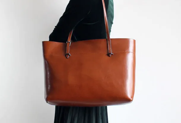 Brown Womens Leather Tote Purse Handbag Shoulder Bag Large Leather Shopper Bag for Women