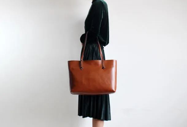 Brown Womens Leather Tote Purse Handbag Shoulder Bag Large Leather Shopper Bag for Women