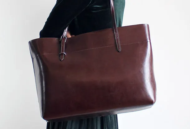 Brown Womens Leather Tote Purse Handbag Shoulder Bag Large Leather Shopper Bag for Women