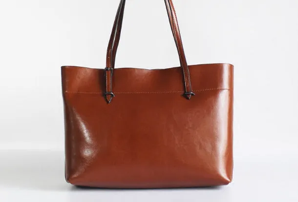 Brown Womens Leather Tote Purse Handbag Shoulder Bag Large Leather Shopper Bag for Women