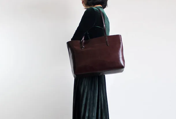 Brown Womens Leather Tote Purse Handbag Shoulder Bag Large Leather Shopper Bag for Women