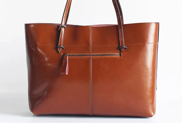Brown Womens Leather Tote Purse Handbag Shoulder Bag Large Leather Shopper Bag for Women