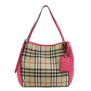 Burberry  pink Nylon Canvas Leather Shoulder Bag (Pre-Owned)