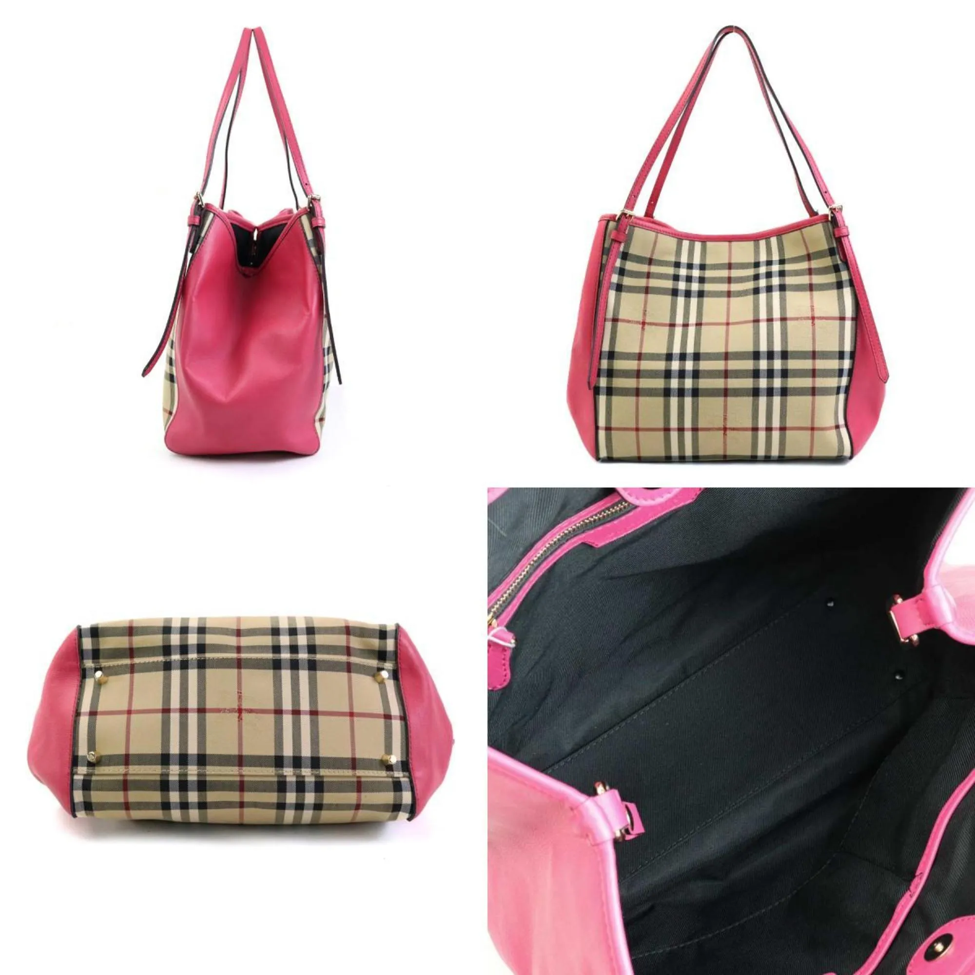 Burberry  pink Nylon Canvas Leather Shoulder Bag (Pre-Owned)