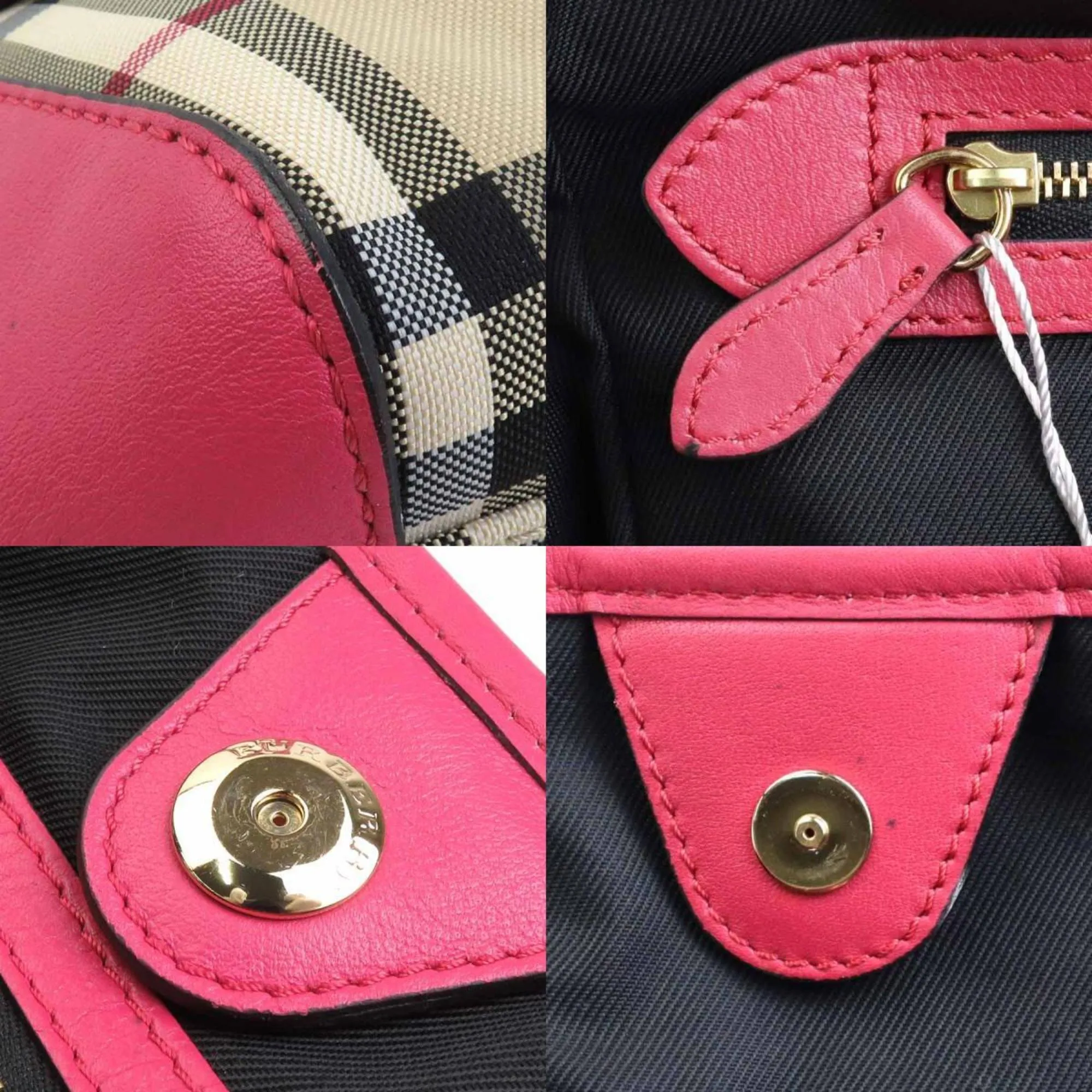 Burberry  pink Nylon Canvas Leather Shoulder Bag (Pre-Owned)