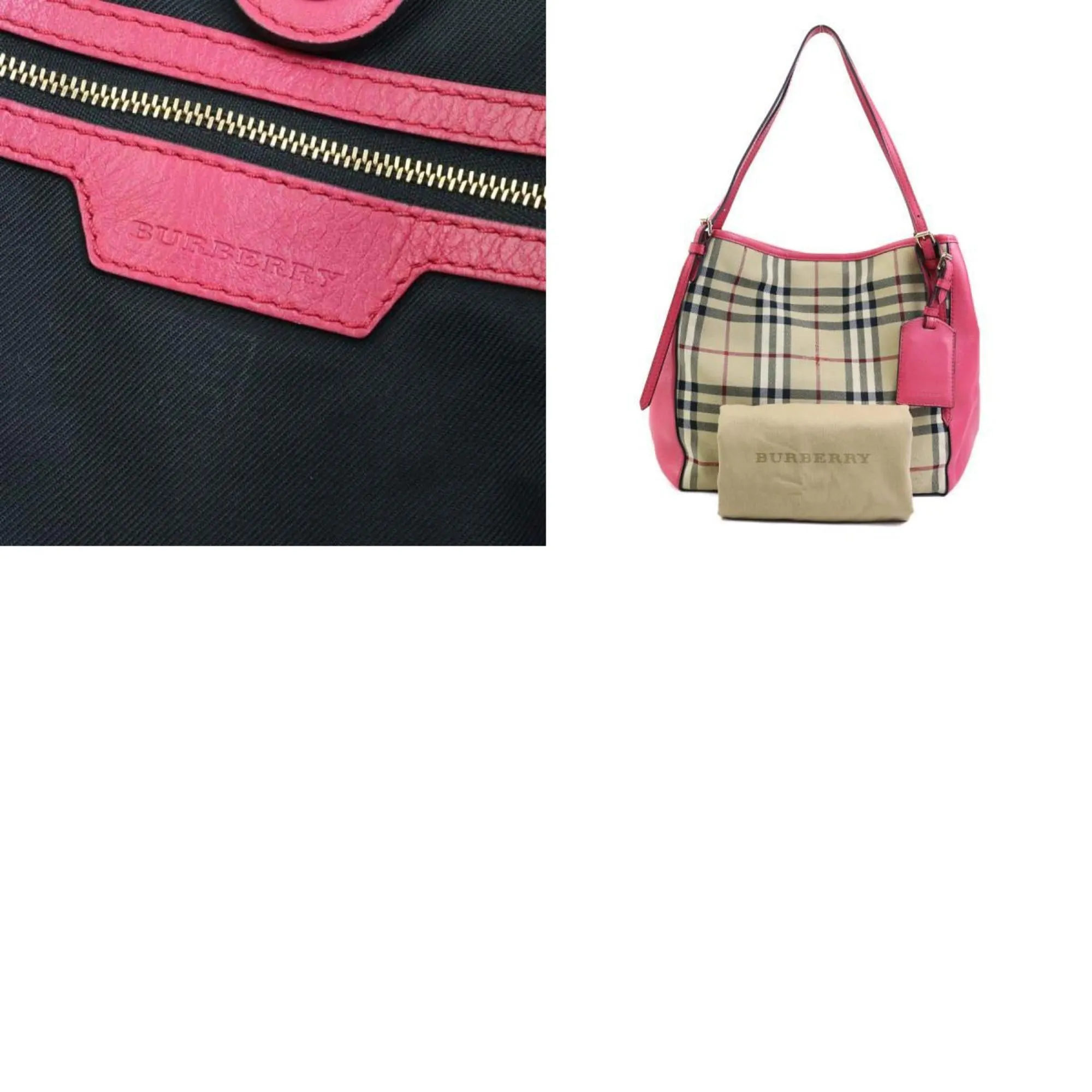 Burberry  pink Nylon Canvas Leather Shoulder Bag (Pre-Owned)