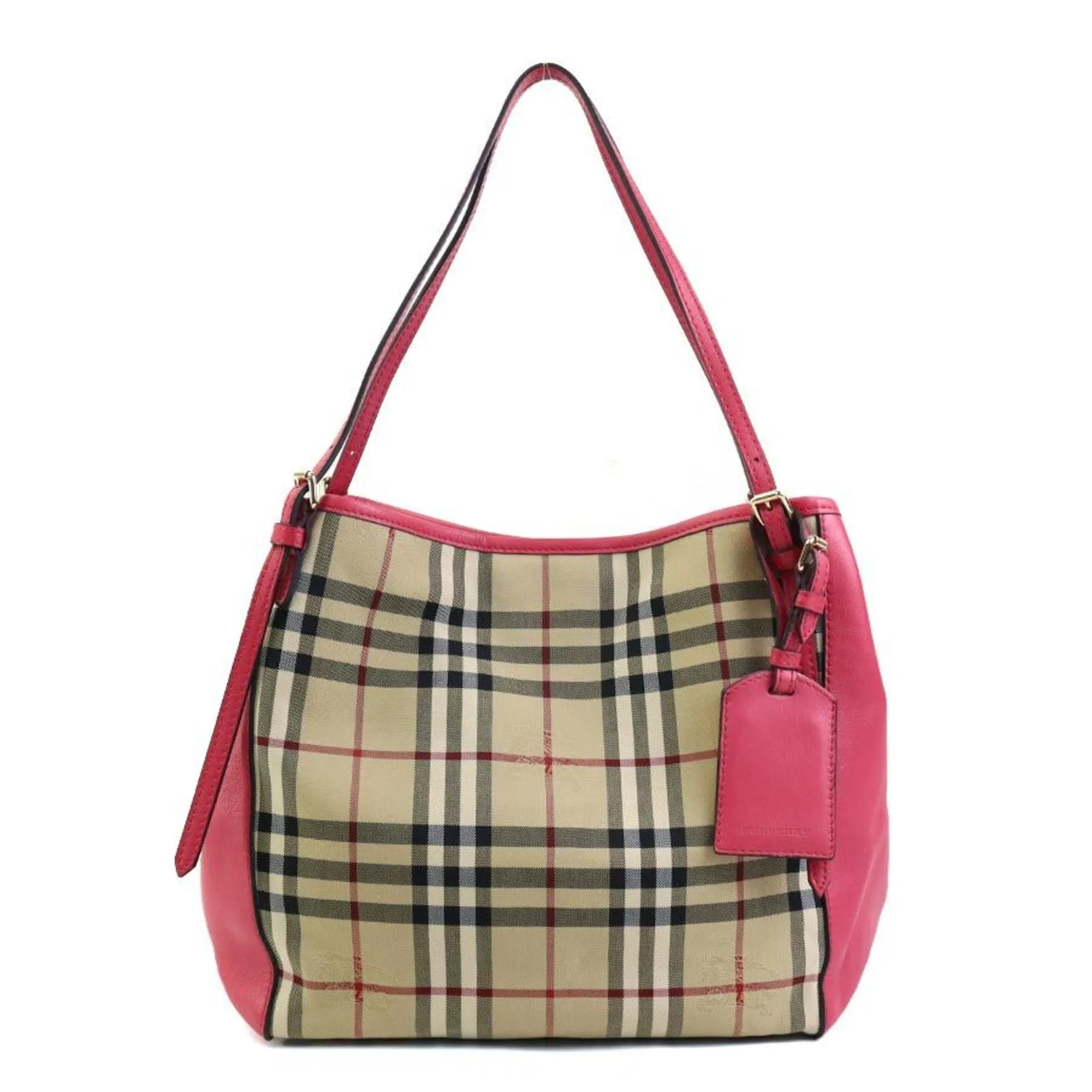 Burberry  pink Nylon Canvas Leather Shoulder Bag (Pre-Owned)