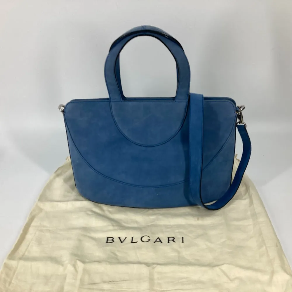 BVLGARI Handbag suede blue Bag Tote Bag Shoulder Bag Decollete Women Used