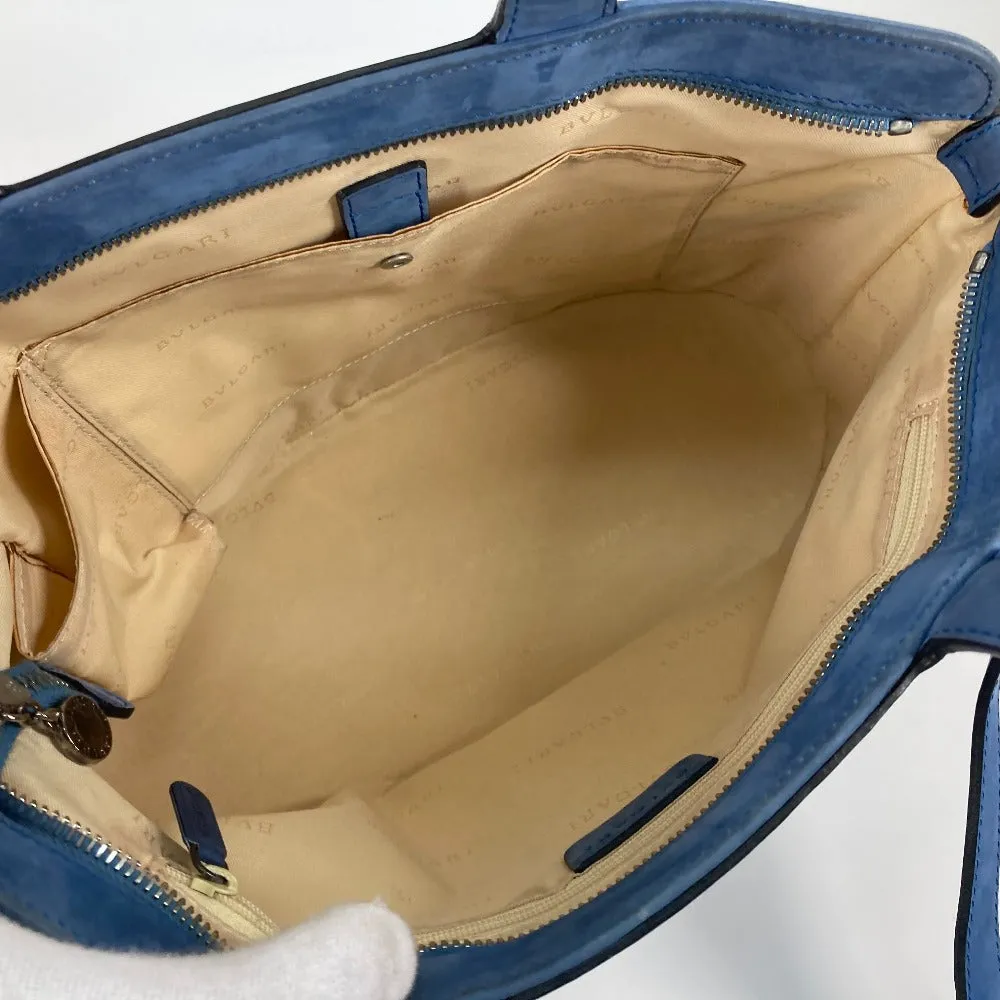 BVLGARI Handbag suede blue Bag Tote Bag Shoulder Bag Decollete Women Used
