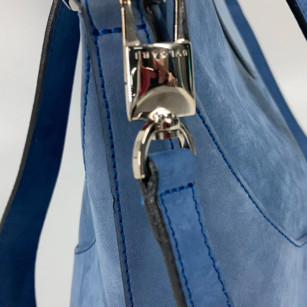 BVLGARI Handbag suede blue Bag Tote Bag Shoulder Bag Decollete Women Used