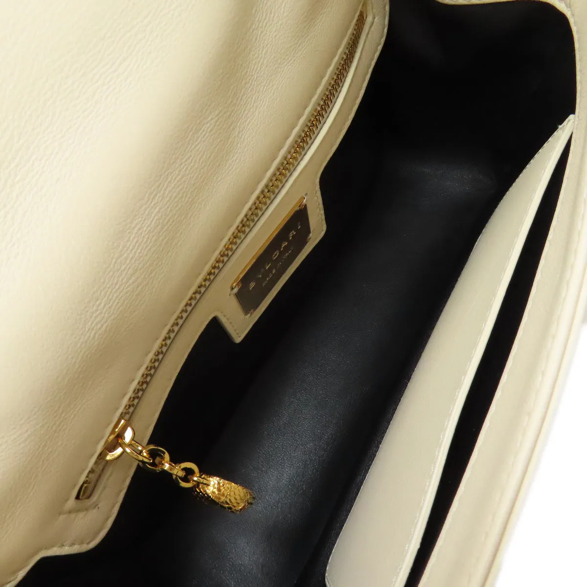 BVLGARI Shoulder Bag Calfskin white Serpenti 2WAY