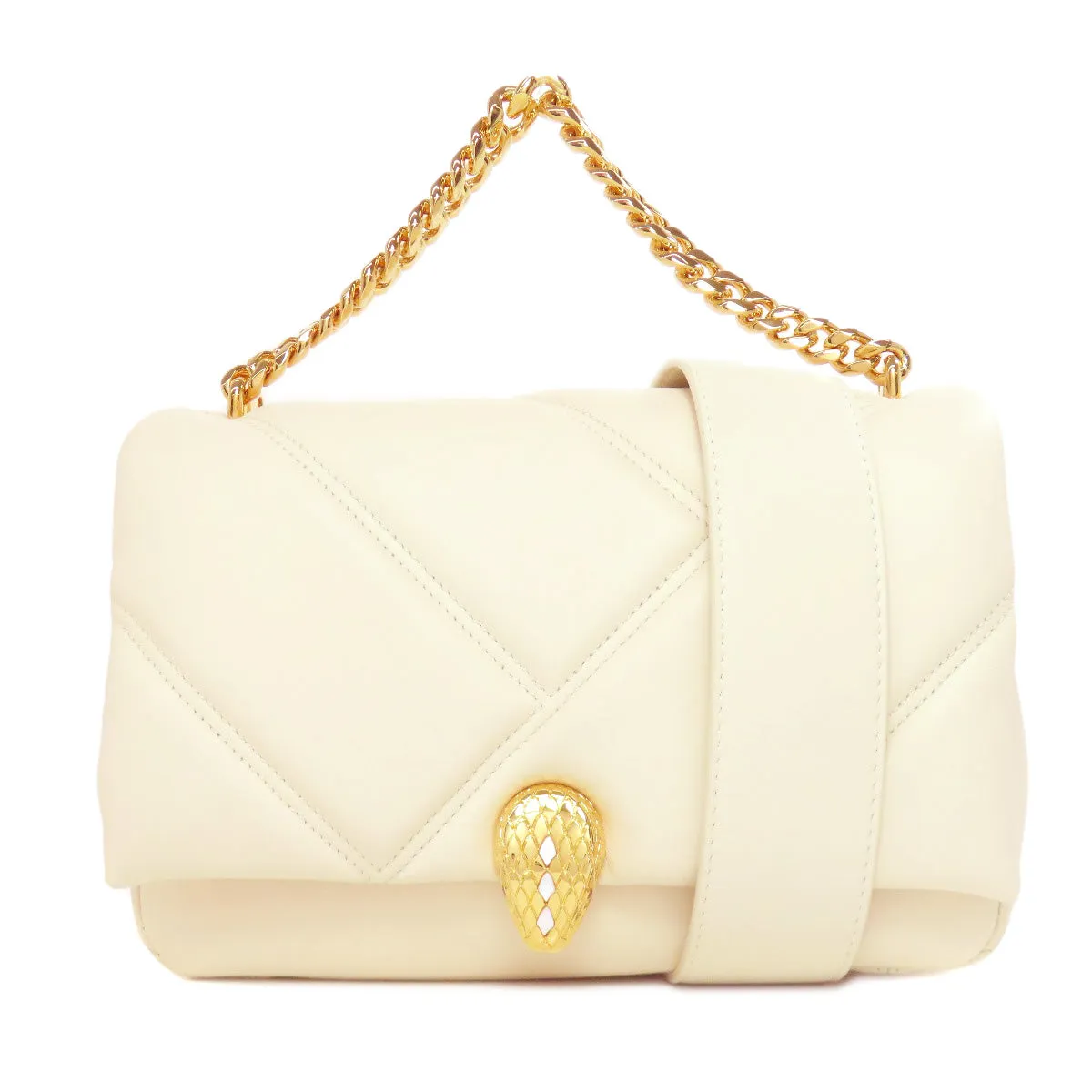BVLGARI Shoulder Bag Calfskin white Serpenti 2WAY