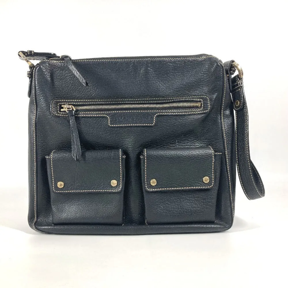 BVLGARI Shoulder Bag leather black logo