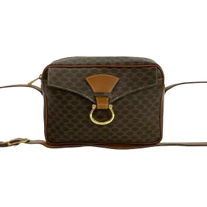 CELINE Shoulder Bag Leather, PVC Brown Macadam Blason Triomphe Pattern Women Used