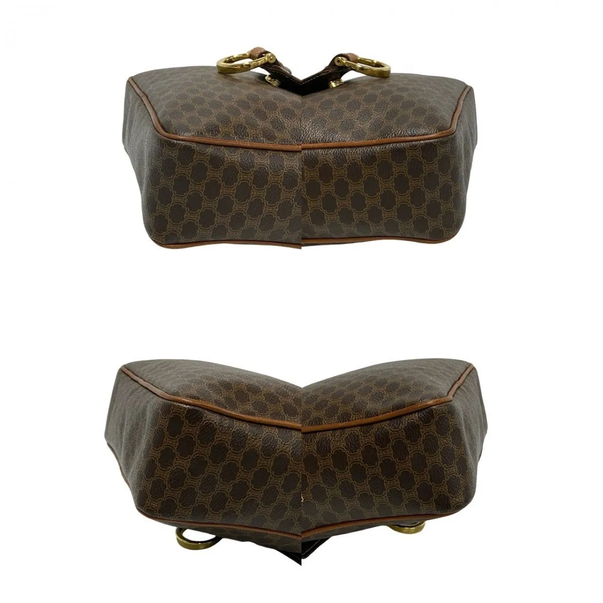 CELINE Shoulder Bag Leather, PVC Brown Macadam Blason Triomphe Pattern Women Used
