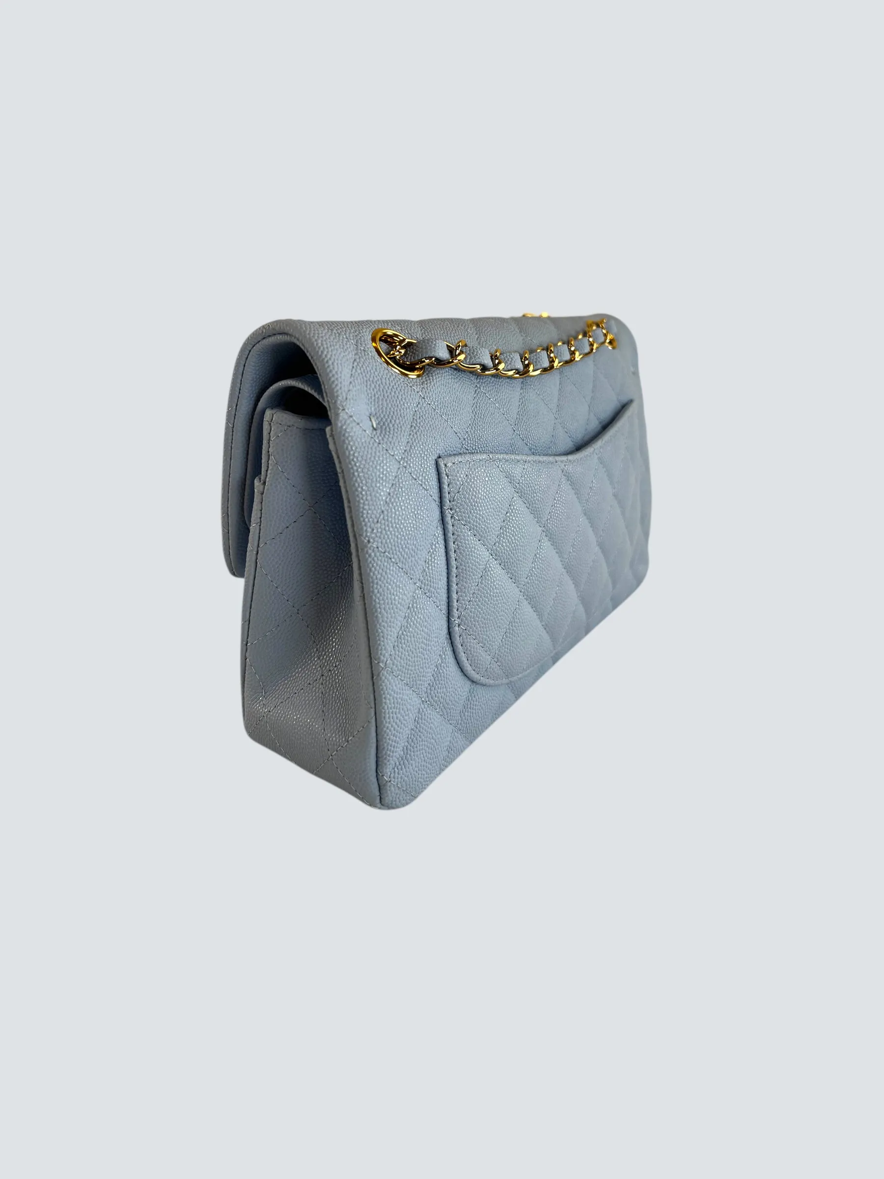 Chanel Baby Blue Caviar Leather Small Double Flap