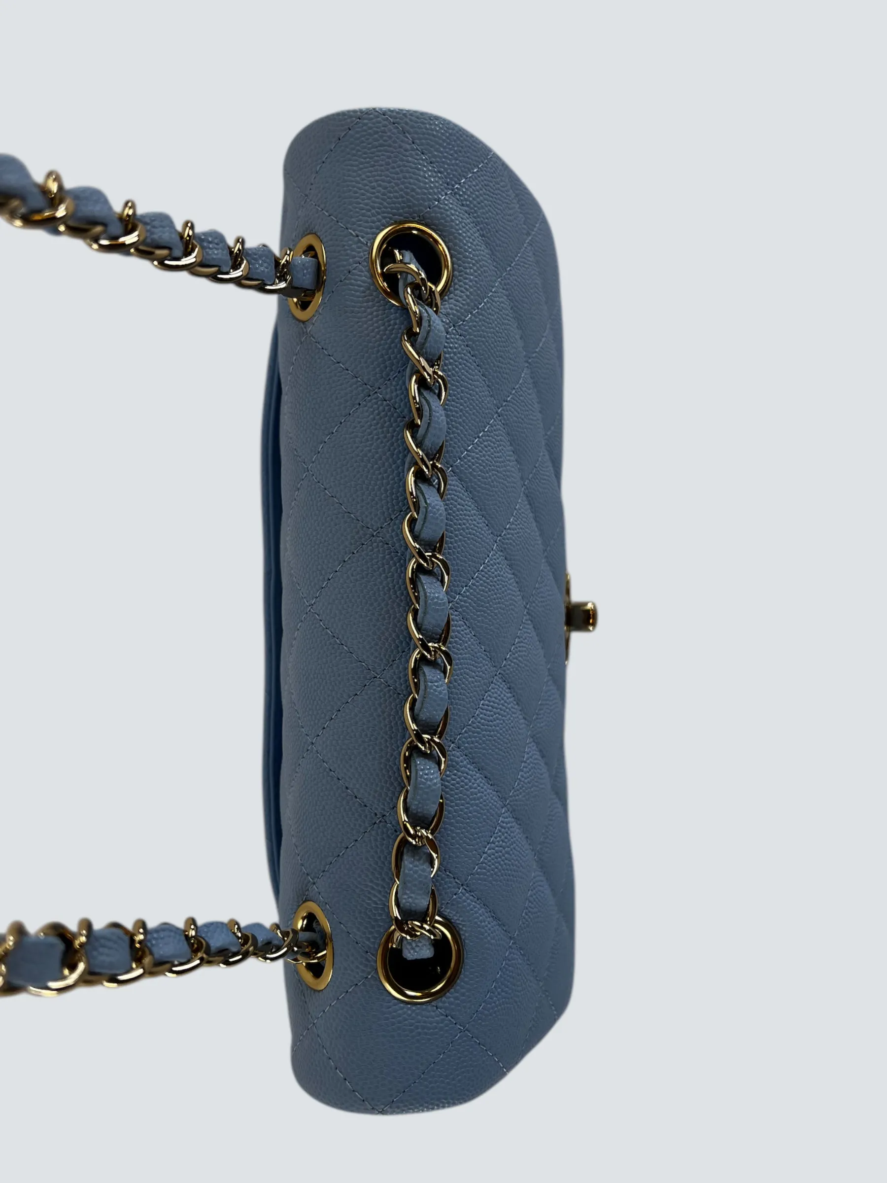 Chanel Baby Blue Caviar Leather Small Double Flap
