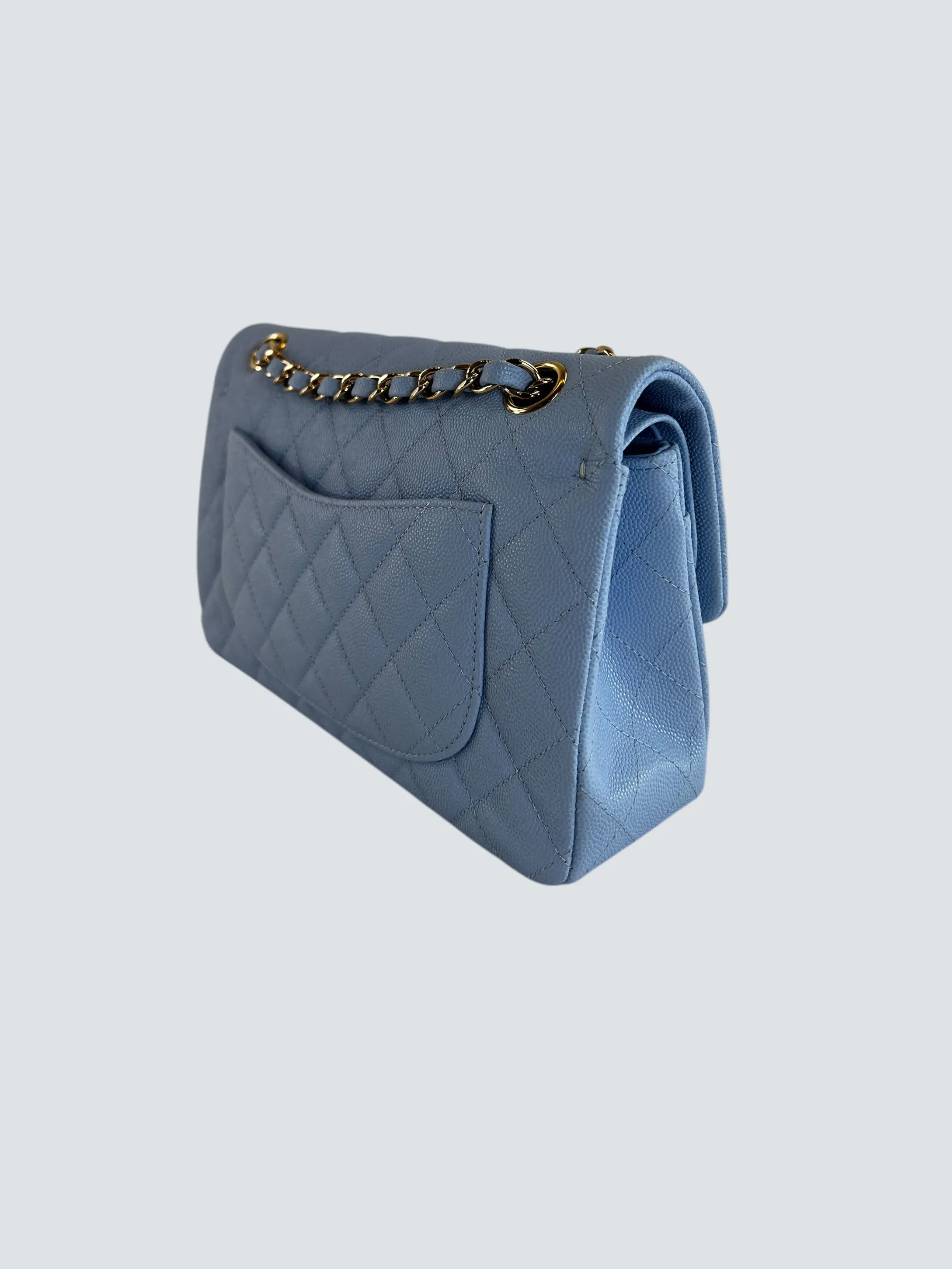 Chanel Baby Blue Caviar Leather Small Double Flap